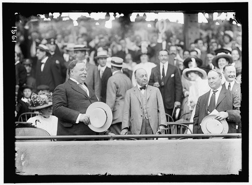 BASEBALL, PROFESSIONAL. LEFT TO RIGHT: TAFT; SEC. P.C. KNOX; VICE PRESIDENT SHERMAN; MRS. TAFT, LEFT REAR OF PRESIDENT