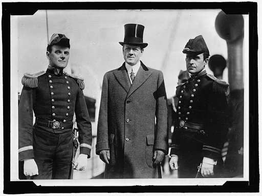 BATTLESHIP REVIEW. UNIDENTIFIED NAVAL OFFICER; POSTMASTER GENERAL HITCHCOCK; DR. CARYT. GRAYSON, U.S.N.