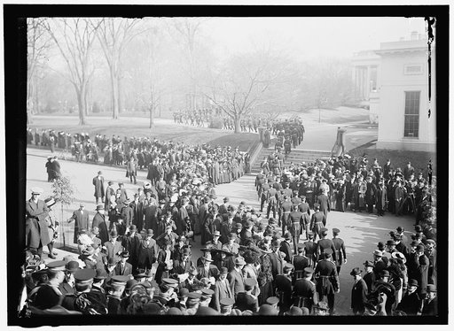 NEW YEAR'S RECEPTION AT WHITE HOUSE. GENERAL VIEW; ARMY AND NAVY OFFICERS