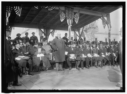 ALL SOULS CHURCH. CEREMONIES AT LAYING OF A CORNERSTONE AT 16TH AND R. CHURCH NOT BUILT THERE, LATER BUILT AT 16TH AND HARVARD ST. DIAG. 2ND AND 3RD FROM LEFT, BERNARD R. GREEN OF LIBRARY OF CONGRESS, AND GEN. A.W. GRELEY; PRESIDENT TAFT; STANDING: SEN. DUNCAN V. FLETCHER; GRAND LODGE OF MASONS 2ND 
