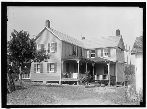 INDIAN HEAD, MD. NAVY PROVING GROUND. RESIDENCE OF GEORGE SWANN, DAMAGED BY 16' SHELL THAT HIT ANOTHER IN SANDBANK, AND WAS DEFLECTED OVER COUNTRYAT 3/4 ANGLE