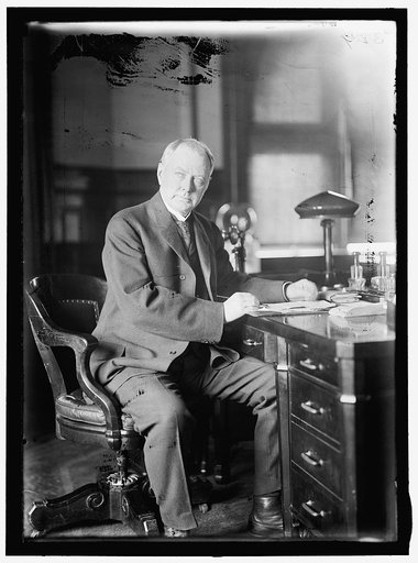BURLESON, ALBERT SIDNEY. REP. FROM TEXAS, 1899-1913; POSTMASTER GENERAL, 1913-1921. AT DESK, POST OFFICE DEPARTMENT