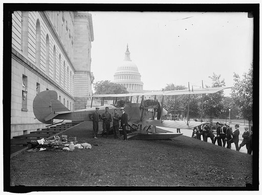 CURTISS AIRPLANE. CURTISS TWIN ENGINE BIPLANE EXHIBITED AT SENATE OFFICE BUILDING