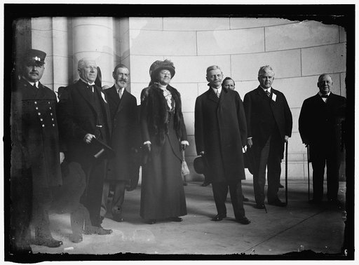 MARSHALL, THOMAS RILEY. GOVERNOR OF INDIANA, 1909-1913; VICE PRESIDENT OF THE UNITED STATES, 1913-1921. ARRIVAL FOR INAUGURATION: B.F. MacFARLAND; SEN. J.W. KERN OF INDIANA; MRS. MARSHALL; GOV. THOMAS R. MARSHALL; REP. H.T. RAINEY