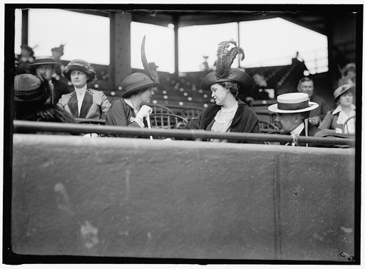 BASEBALL, AMATEUR AND COLLEGE. WATCHING GAME BETWEEN METROPOLITAN AND CHEVY CHASE CLUBS: CECILIA MAY; MRS. PRESTON GIBSON