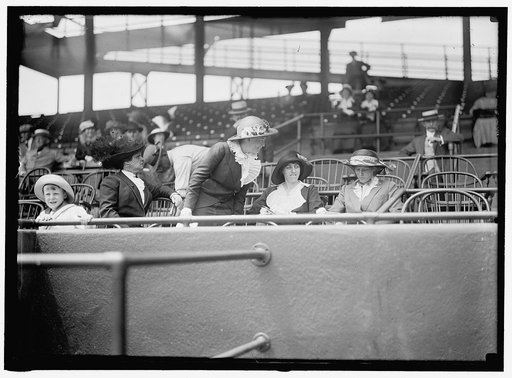 BASEBALL, AMATEUR AND COLLEGE. WATCHING GAME BETWEEN METROPOLITAN AND CHEVY CHASE CLUBS: ALEX HAGNER; MISS BELLE HAGNER; MISS MAITLAND MARSHALL; MISSES ELEANOR & JESSIE WILSON