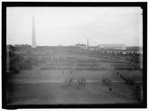 CAVALRY REVIEW BY PRESIDENT WILSON. CAVALRY IN MANEUVERS