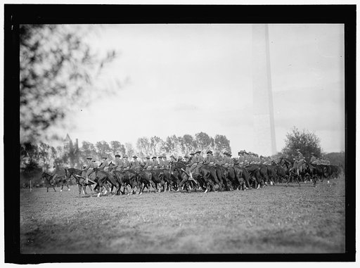 CAVALRY REVIEW BY PRESIDENT WILSON. CAVALRY IN MANEUVERS