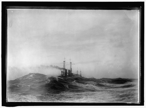 Navy, U.S. Battleships in storm at sea