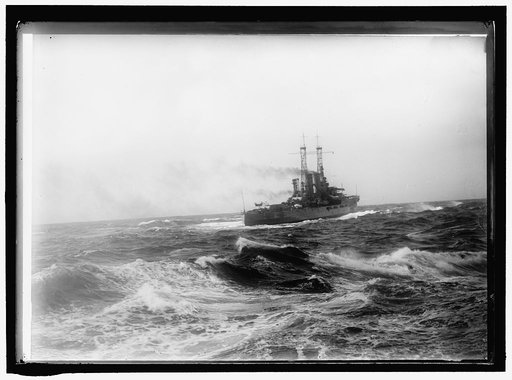 NAVY, U.S. BATTLESHIPS IN STORM AT SEA