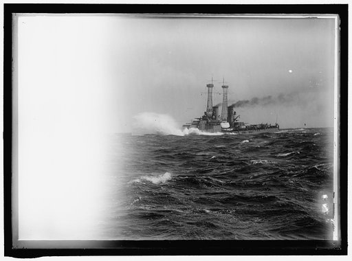 NAVY, U.S. BATTLESHIPS IN STORM AT SEA