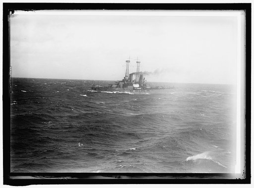 NAVY, U.S. BATTLESHIPS IN STORM AT SEA
