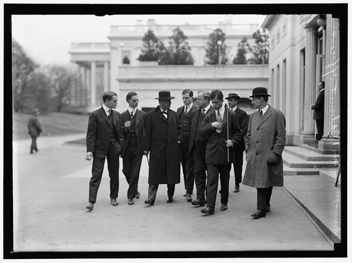 DANIELS, JOSEPHUS. SECRETARY OF THE NAVY, 1913-1921. WITH NEWSMEN