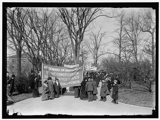 WOMAN SUFFRAGE. AT WHITE HOUSE WITH BANNERS