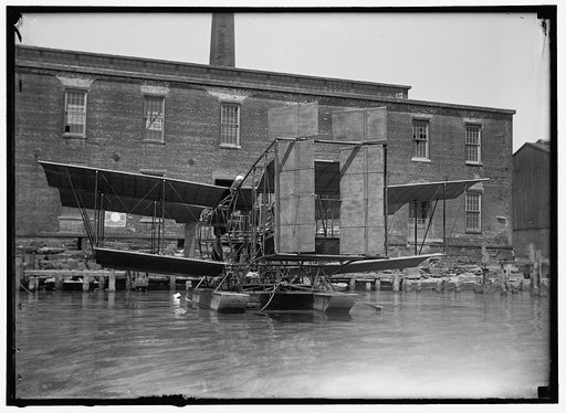 LANGLEY, SAMUEL PIERPONT. SECRETARY, SMITHSONIAN INSTITUTE. EXPERIMENTAL TANDEM BIPLANE ON POTOMAC EMBODYING LANGLEY PRINCIPLES