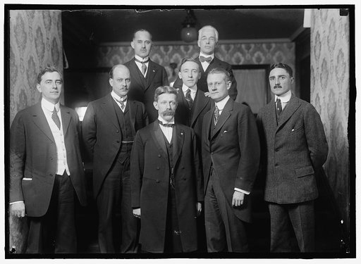 BARRETT, JOHN. DIRECTOR GENERAL, PAN AMERICAN UNION, 1907-1920. UNIDENTIFIED GROUP, ON ENTRANCE STAIRWAY OF HIS RESIDENCE; 12 MEN, 3 WOMEN, CHILD