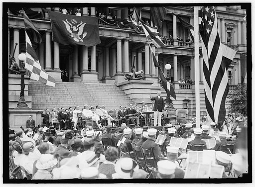 FLAG DAY. FLAG DAY EXERCISES, STATE, WAR AND NAVY BUILDING. WILSON SPEAKING; BRYAN, DANIELS, WILLIAM PHILLIPS, F.D. ROOSEVELT, ETC. PRESENT