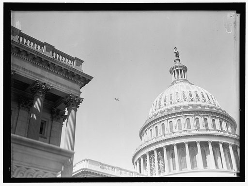 BEACHEY, LINCOLN. ACROBATIC AND STUNT FLYER. OVER CAPITOL IN SPECIALLY BUILT CURTISS PLANE