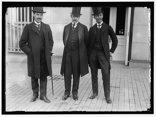 PAISH, SIR GEORGE. OF GREAT BRITAIN. WRITER ON RAILROADS IN U.S. RIGHT, WITH AMBASSADOR SPRING-RICE, CENTER, AND BASIL BLACKETT
