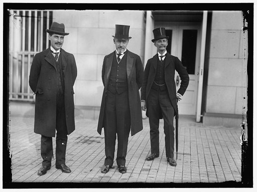 PAISH, SIR GEORGE. OF GREAT BRITAIN. WRITER ON RAILROADS IN U.S. RIGHT, WITH AMBASSADOR SPRING-RICE, CENTER, AND BASIL BLACKETT