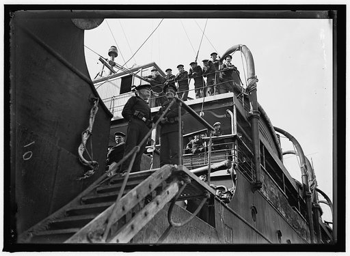 UNITED STATES NAVY. EITEL FRIEDRICH, GERMAN SHIP TAKEN OVER BY U.S.; CROWDED WITH CREWS OF CAPTURED SHIPS