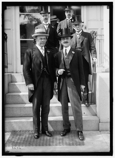 1ST PAN AMERICAN FINANCIAL CONFERENCE, WASHINGTON, D.C., MAY 1915. FRONT: ANDREW J. PETERS, ASST. SECRETARY OF THE TREASURY; DR. LEO S. ROWE