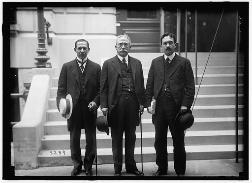 1ST PAN AMERICAN FINANCIAL CONFERENCE, WASHINGTON, D.C., MAY 1915. GENERAL CHAMORRO IN CENTER WITH PEDRO RAFAEL CUADRA AND PEDRO J. CUADRA, NICARAGUA