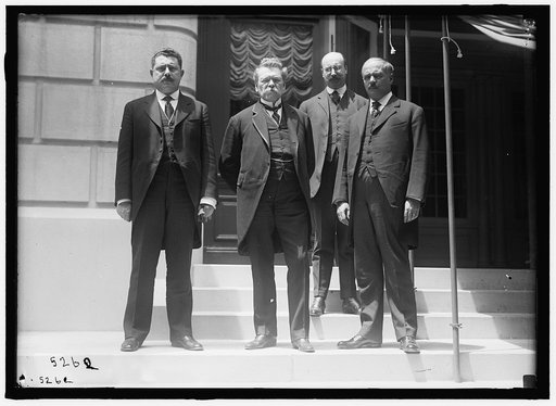 1ST PAN AMERICAN FINANCIAL CONFERENCE, WASHINGTON, D.C., MAY 1915. PEDRO COSIO; CARLOS DE PENA; JOSE RICHLING; GABRIEL TERRA. URUGUAY