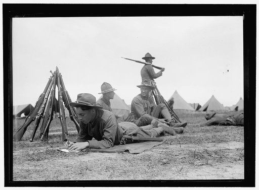 NATIONAL GUARD OF D.C. IN CAMP AT COLONIAL BEACH. RESTING