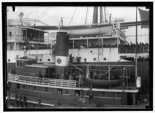 EITEL FRIEDRICH, UNITED STATES NAVY. GERMAN SHIP TAKEN OVER BY U.S. CROWDED WITH CREWS OF CAPTURED SHIPS