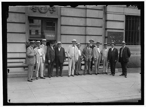 RAILWAY PRESIDENTS: T.M. SCHUMACHER, V.P., EL PASO & SOUTHWESTERN; J.H. YOUNG, PRES. NORFOLK SOUTHERN; G.W. STEVENS, PRES. C. & O.; DANIEL WILLARD, PRES. B. & O.; J.H. CARROLL, GEN. ATTY., C.B. & Q.; HALE HOLDEN, PRES. C.B. & Q., AND CHAIRMAN OF DELEGATION; M.J. CARPENTER, PRESIDENT, CHICAGO, TERRE 