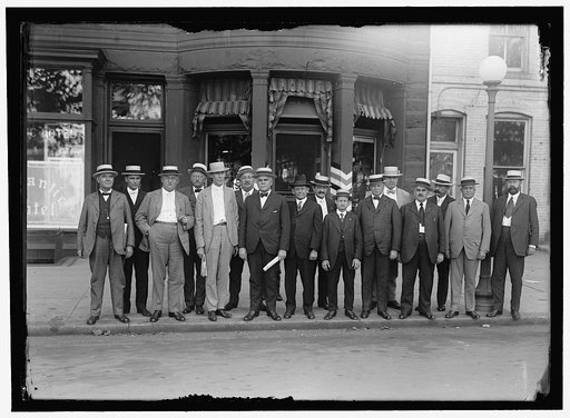 RAILWAY BROTHERHOODS GROUP: C.M. RODGERS; MR. LEWIS; W.G. LEE, PRES., BROTHERHOOD OF RAILWAY TRAINMEN; S. VEACH; A.B. GARRETSON, PRES. ORDER OF RAILWAY CONDUCTORS; W.J. BURKE; W.S. STONE, GRAND CHIEF, BROTHERHOOD OF LOCOMOTICE ENGINEERS; W.S. CARTER, PRES. BROTHERHOOD OF LOCOMOTIVE FIREMEN