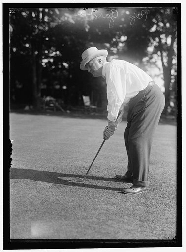 GARDNER, AUGUSTUS PEABODY. REP. FROM MASSACHUSETTS, 1902-1917. COL. AG. O, DURING WAR. PLAYING GOLF
