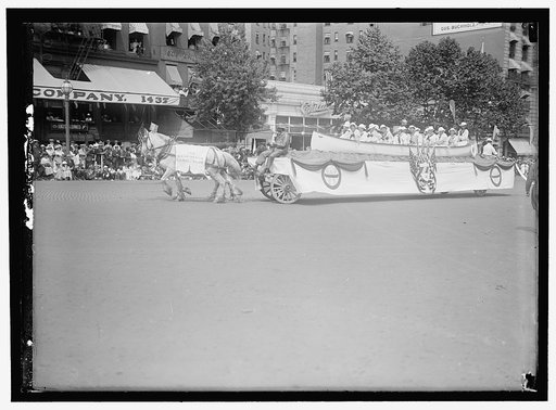 PREPAREDNESS PARADE. FLOAT WITH CANOE.