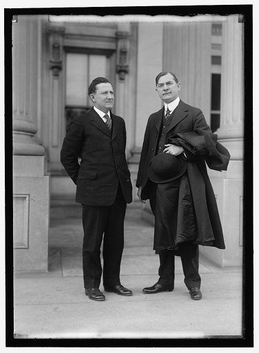 KIRBY, WILLIAM FOSGATE. SENATOR FROM ARKANSAS, 1916-1921. RIGHT, WITH SEN. SHEPPARD