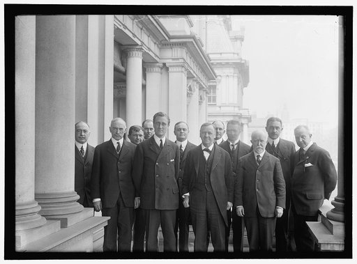 NAVY DEPARTMENT, U.S. NAVY DEPARTMENT CHIEFS. HEADS: ADM. STRAUSS, CHIEF OF ORDNANCE; ADM. BENSON, CHIEF OF OPERATIONS; ADM. McLEAN, JUDGE ADVOCATE GENERAL; H. DeB. PARSONS, CIVIL ENG.; ASST. SEC. FRANKLIN D. ROOSEVELT; ADM. McGOWAN, PAYMASTER GENERAL; SECRETARY DANIELS; CAPT. D. WURTZBAUGH