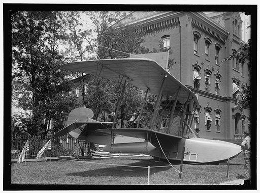 NATIONAL AERO COAST PATROL COMMN. CURTISS HYDROAEROPLANE OR FLYING BOAT EXHIBITED NEAR HOUSE OFFICE BUILDING