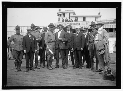 NATIONAL GUARD OF D.C. M. AND M. ASSN. OF D.C. RETURN WITH D.C.N.G. FROM CAMP AT COLONIAL BEACH. HEADS: HARRY COOPE; JACOBY; DANIEL V. CHISHOLM; ANTON STEPHAN; UNIDENTIFIED; WALDER OF U.S.W.C.; RICHARD L. LAMB; MEYER; C.J. COLUMBUS; M.A. LEASE; CAPT. LOUIS WILSON; ROSS P. ANDERWS; PRESIDENT OF THE A