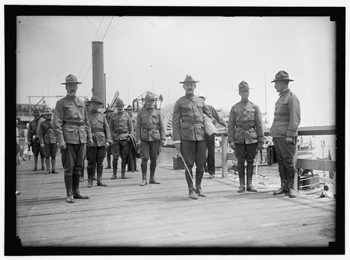 NATIONAL GUARD OF D.C. RETURNING FROM CAMP AT COLONIAL BEACH. COL. WILLIAM E. HARVEY AT LEFT