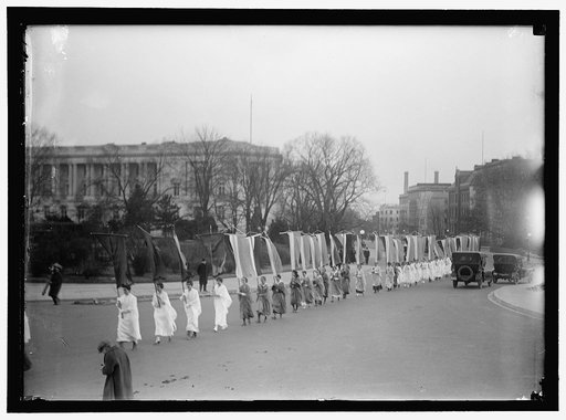WOMAN SUFFRAGE AT CAPITOL WITH BANNERS