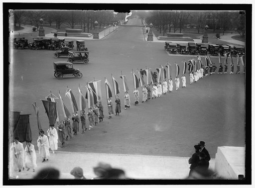 WOMAN SUFFRAGE AT CAPITOL WITH BANNERS