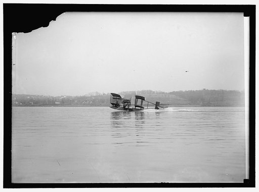 RICHARDSON TANDEM BIPLANE HYDROPLANE ON POTOMAC, APRIL, 1916