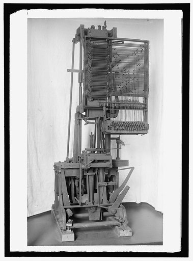 MERGENTHALER, OTTMAR, 2ND LINOTYPE MACHINE WITH BAND, INVENTED BY HIM; 3RD DESIGN HE INVENTED. AT SMITHSONIAN