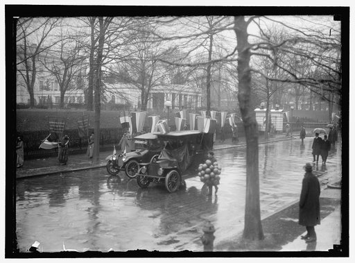 WOMAN SUFFRAGE. PICKETS AT WHITE HOUSE