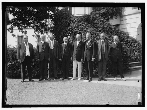 PROGRESSIVES LEADERS CALL ON WILSON: JUDGE ALBERT R. NORTONI, ST. LOUIS; J. A. HOPKINS, NEW JERSEY; HENRY M. WALLACE, DETROIT; VANCE McCORMICK; WILSON; BAINBRIDGE COLBY, NEW JERSEY; MATTHEW HALE, MASSACHUSETTS; SEC. TUMULTY