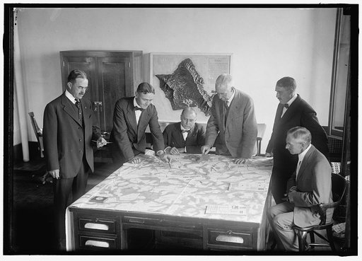ARMY WAR GAME. LT. COL. D.E. AULTMAN; LT. COL. J.A. SHIPTON; MAJOR L. WAHL; COL. GEORGE H. CAMERON; LT. COL. E D. ANDERSON; LT. COL. HENRY JERVEY