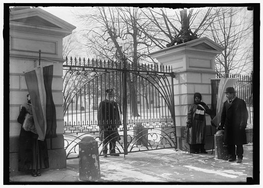 WOMAN SUFFRAGE. PICKETS AT WHITE HOUSE