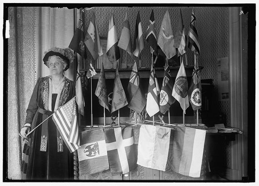 CATT, MRS. CARRIE CHAPMAN. WITH FLAGS OF 22 NATIONS
