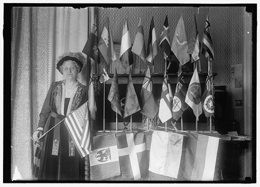 CATT, MRS. CARRIE CHAPMAN. WITH FLAGS OF 22 NATIONS