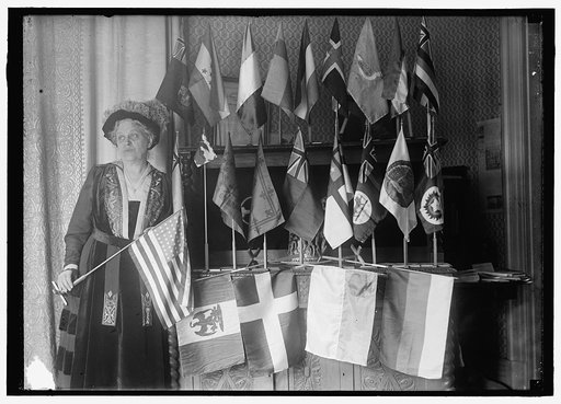 CATT, MRS. CARRIE CHAPMAN. WITH FLAGS OF 22 NATIONS